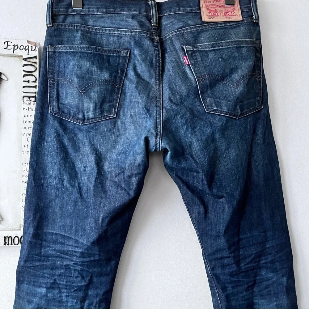 Men’s Levi’s 513 Western Cowboy Dark Wash Straight Leg Jeans Size 33 X 32